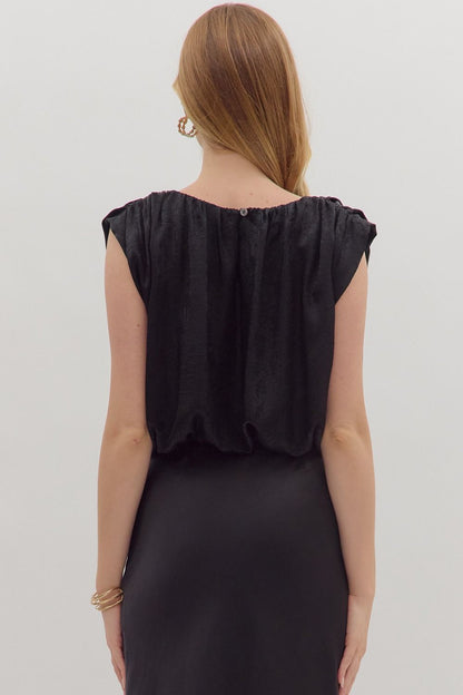satin bubble hem sleeveless top