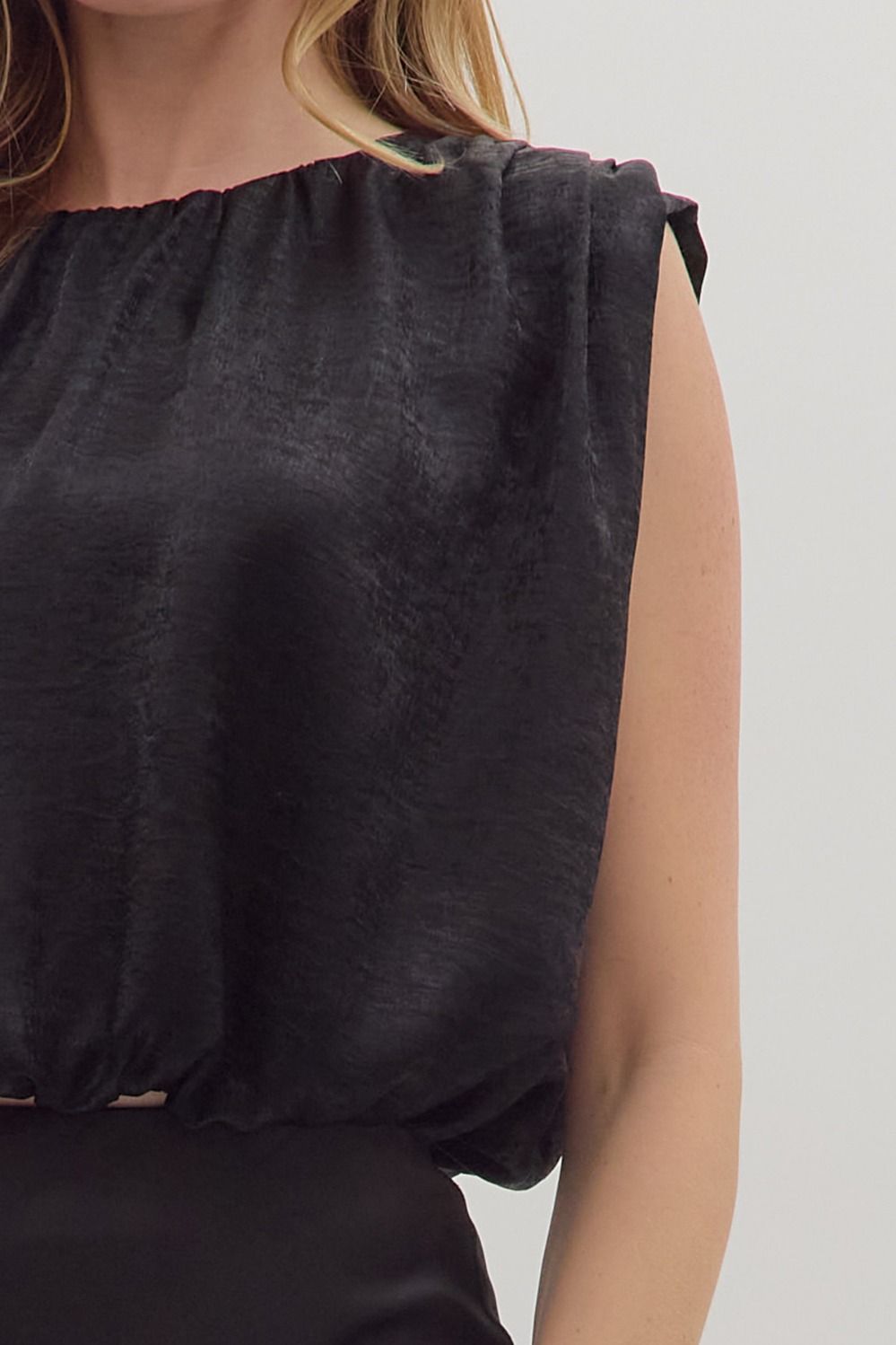 satin bubble hem sleeveless top