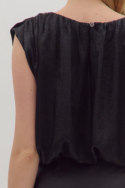 satin bubble hem sleeveless top