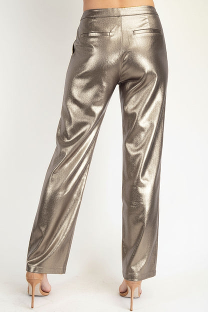 metallic foiled crepe pants
