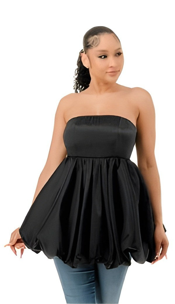 strapless bubble mini dress