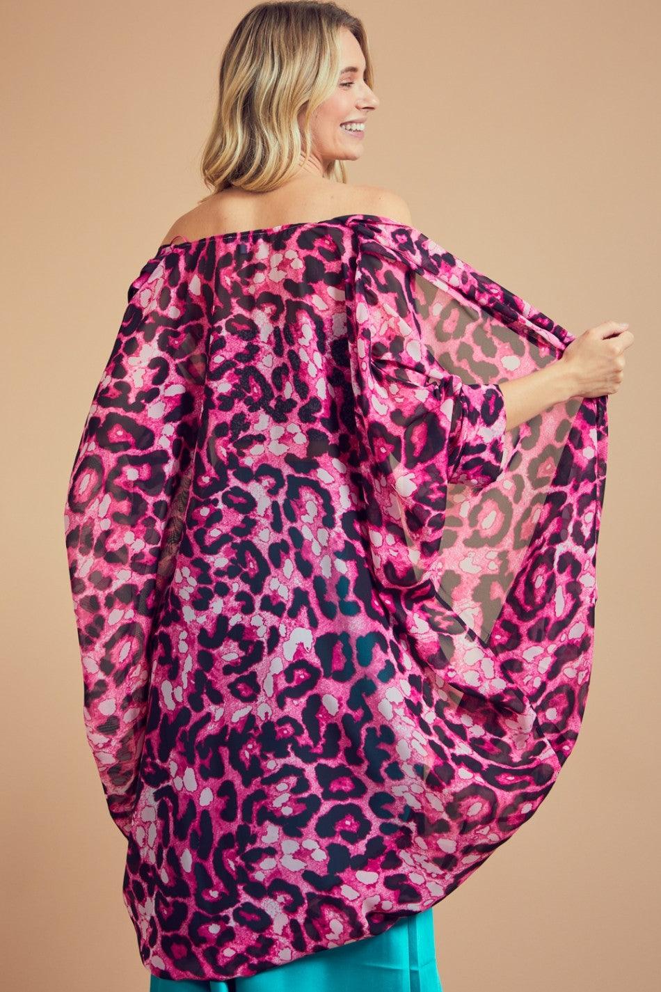 PLUS leopard sheer kimono cardigan - RK Collections Boutique