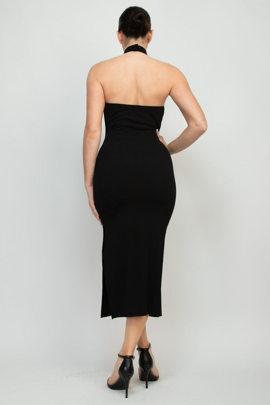 Stretchy Halter Midi, Black Stretchy Halter Midi, Black