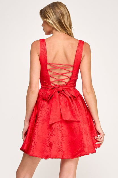 Jacquard Fit And Flare Mini Dress