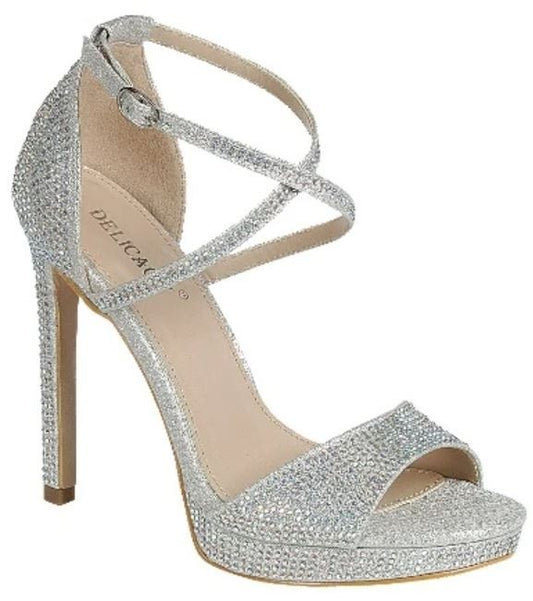 rhinestone cross strap stiletto heel shoes
