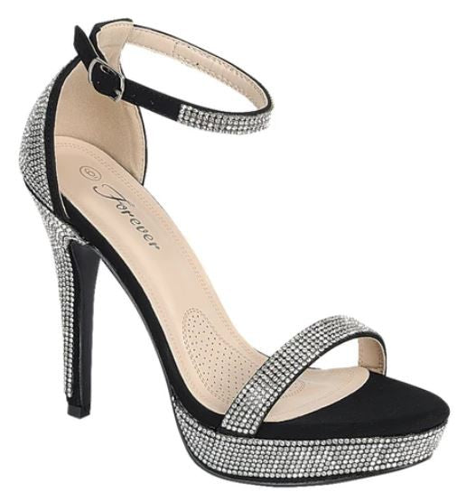 rhinestone heel, straps, platform stiletto heel shoes