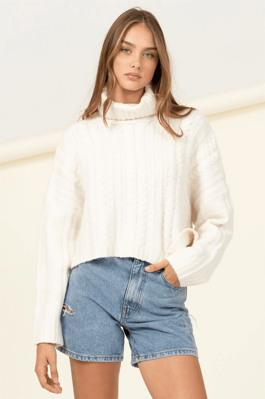 turtleneck box crop sweater - alomfejto