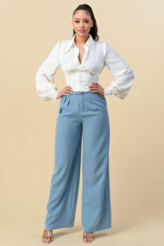 high waist wide leg belted pants – RK Collections Boutique