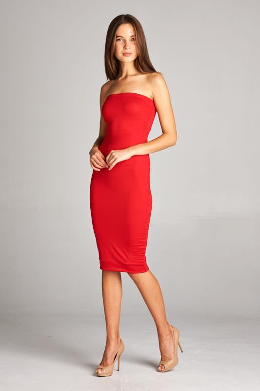 solid rayon span tube dress with lining - RK Collections Boutique