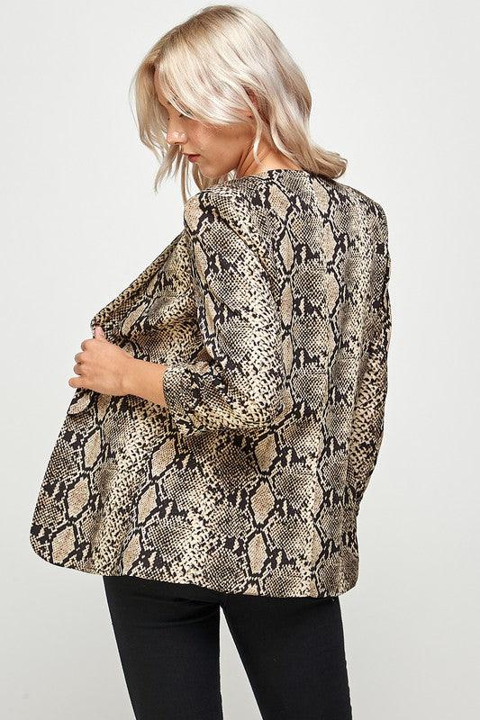 Snakeskin Cuffed 3/4 Sleeve Blazer - RK Collections Boutique