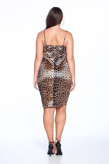 PLUS Knee Length Leopard Bustier Dress - RK Collections Boutique