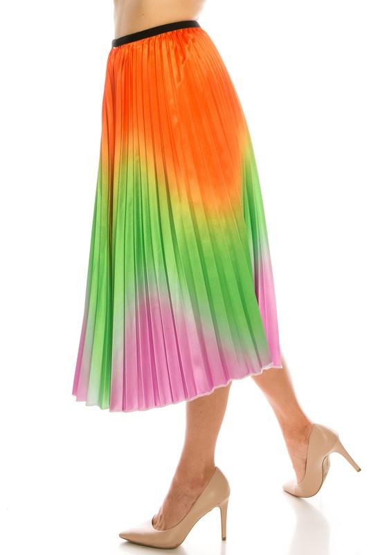 Tri-color pleated midi skirt - alomfejto