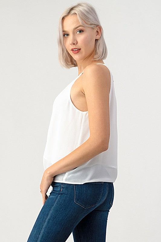 Chiffon Double Layered Tie Front Top - RK Collections Boutique