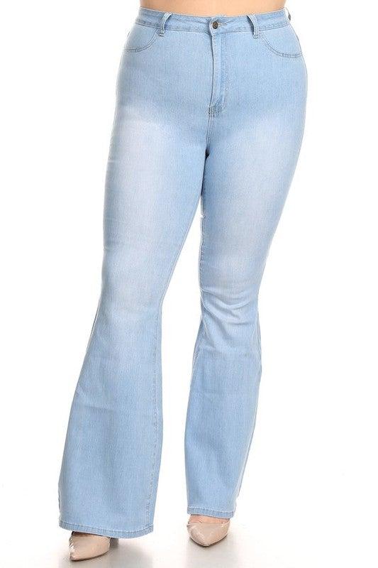 PLUS High waist bell bottom jeans-Jeans-JC & JQ-Light Denim-GP3316P-1XL-RK Collections Boutique