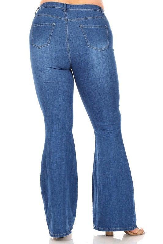 PLUS High waist bell bottom jeans-Jeans-JC & JQ-RK Collections Boutique