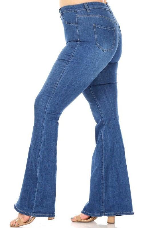 PLUS High waist bell bottom jeans-Jeans-JC & JQ-RK Collections Boutique