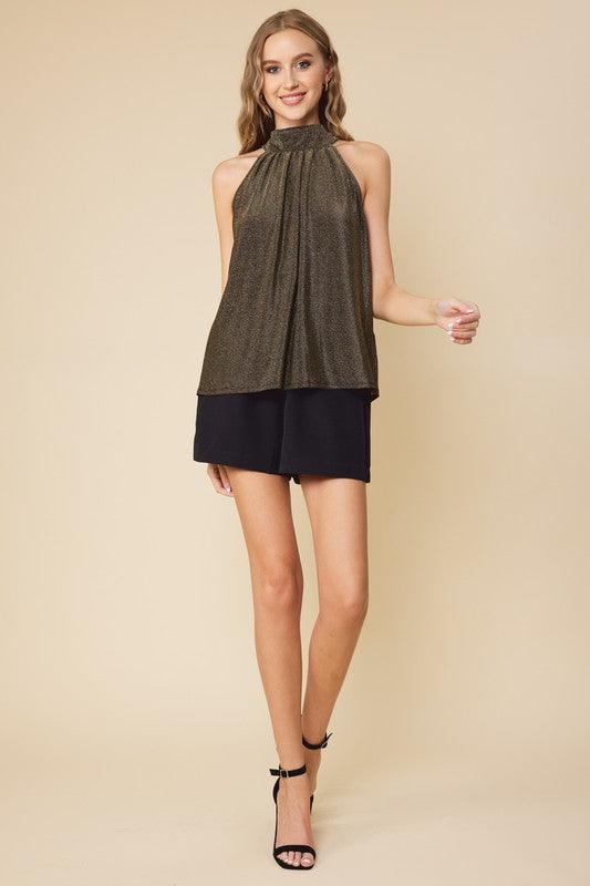 lurex shimmer high neck sleeveless top - RK Collections Boutique