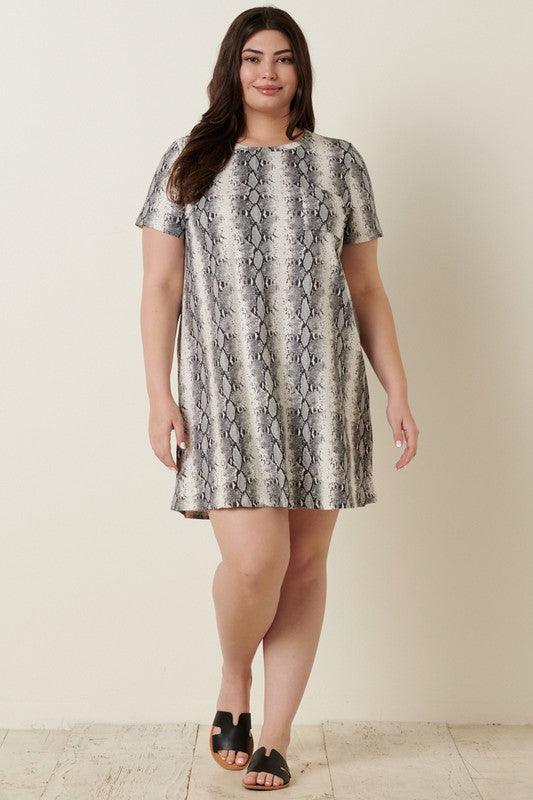 PLUS short sleeve snakeskin dress - RK Collections Boutique