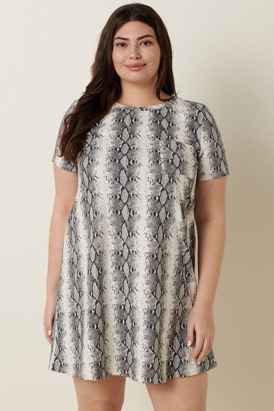 PLUS short sleeve snakeskin dress - RK Collections Boutique
