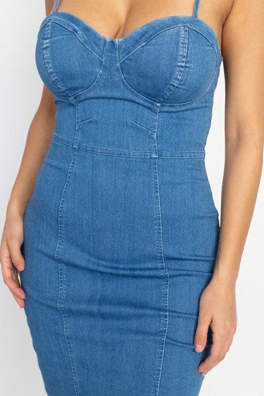 Sweetheart Denim Bodycon Dress - RK Collections Boutique