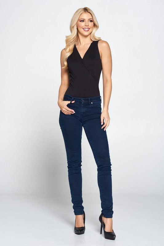 Double Layered Wrap Sleeveless Bodysuit - RK Collections Boutique