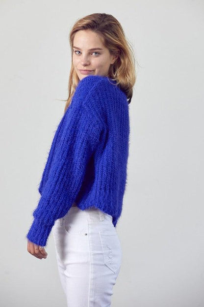 long sleeve acrylic scalloped sweater - alomfejto
