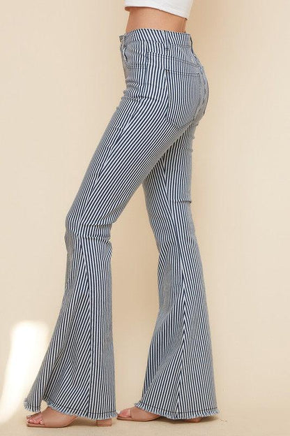 railroad stripe bell bottom jeans - RK Collections Boutique