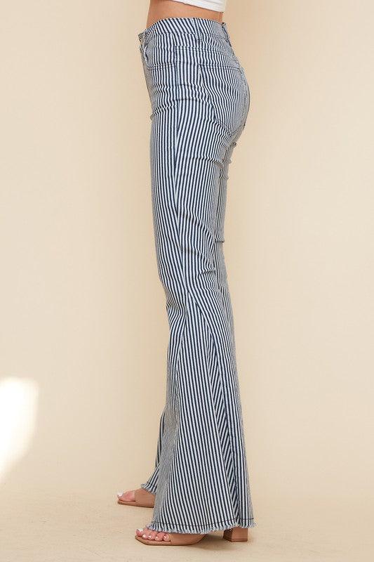 railroad stripe bell bottom jeans - RK Collections Boutique