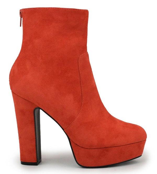 faux suede platform chunky heel bootie - RK Collections Boutique