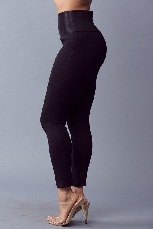 Tuxedo Waistband High Waist Skinny Pants - RK Collections Boutique