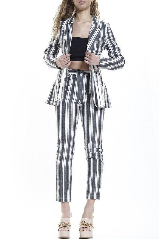 vertical stripe linen pant