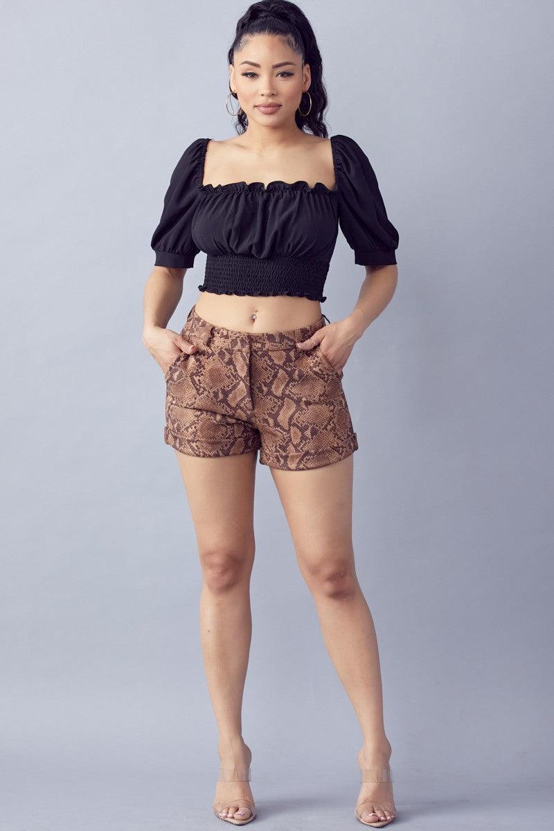python printed shorts - RK Collections Boutique