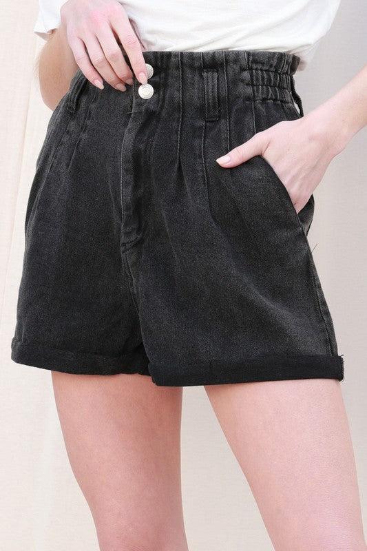 Washed Cotton Paper Bag Shorts - RK Collections Boutique
