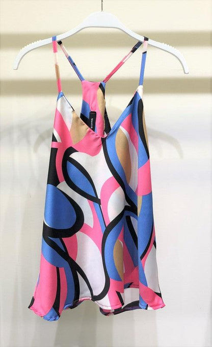 geometric print v-neck tank top - RK Collections Boutique