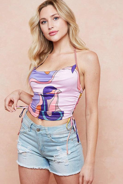 Pucci print cowl neck halter top - RK Collections Boutique