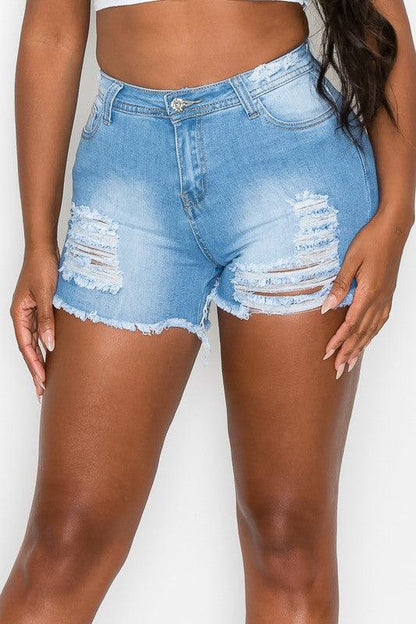 High waist stretch cut off jean shorts - RK Collections Boutique