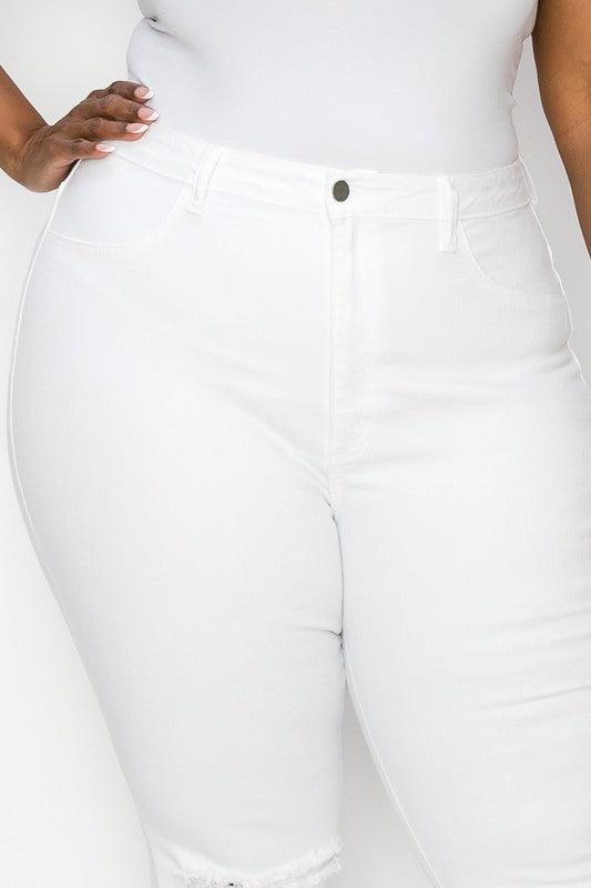 PLUS White Flare Jeans - alomfejto