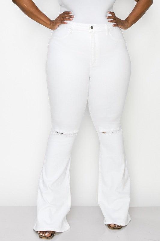 PLUS White Flare Jeans - RK Collections Boutique