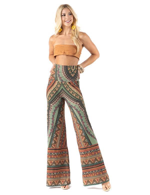 multicolor tribal print palazzo pants - RK Collections Boutique