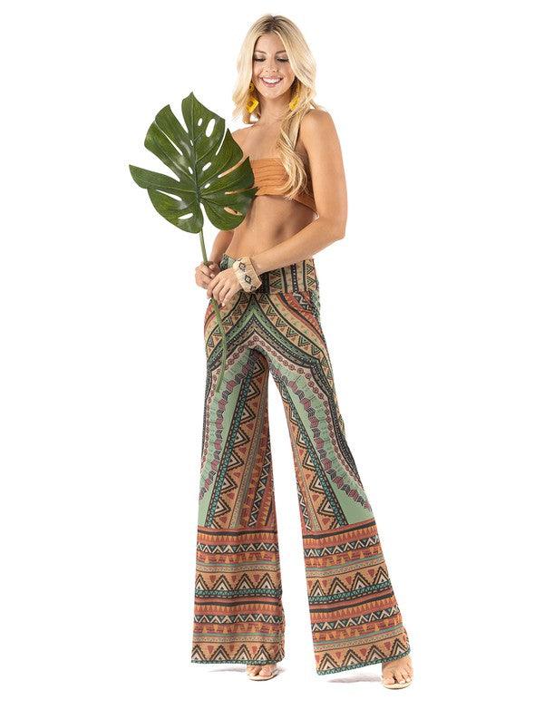 multicolor tribal print palazzo pants - RK Collections Boutique
