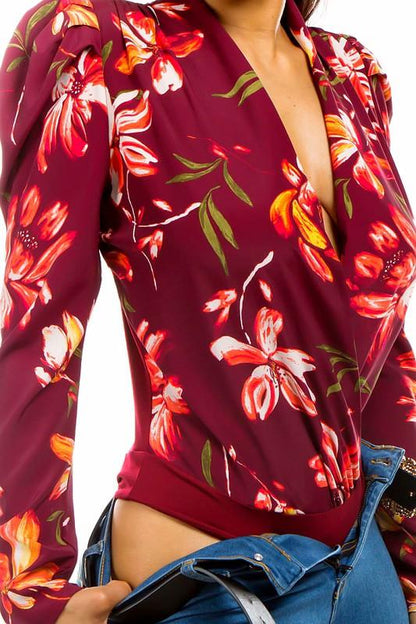floral surplice bodysuit - RK Collections Boutique