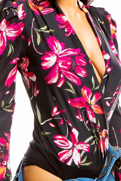 floral surplice bodysuit - RK Collections Boutique