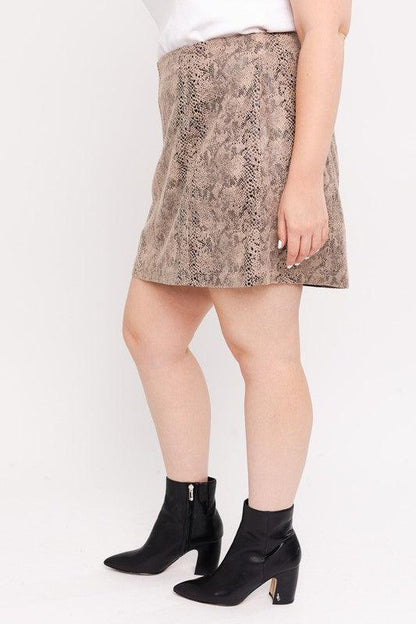 PLUS faux suede snakeskin mini skirt - RK Collections Boutique