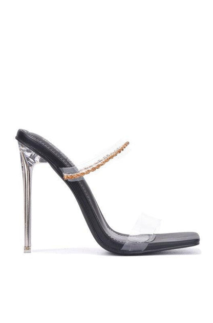Chain detail w/ clear pvc strap heels - alomfejto