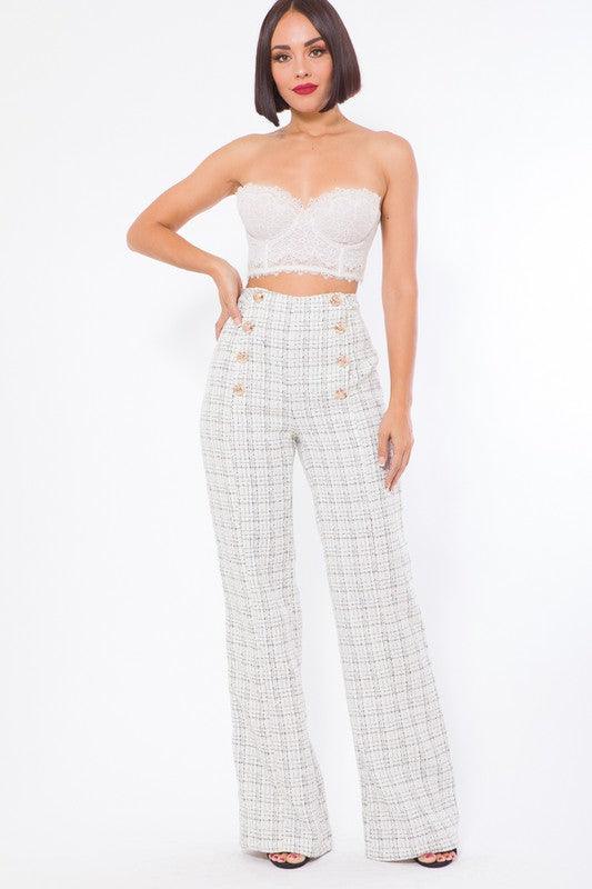 high waist tweed trousers - RK Collections Boutique