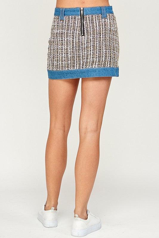 Hybrid Tweed Denim Skirt - RK Collections Boutique