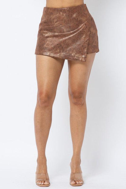 Snakeskin faux leather Wrap Skort - RK Collections Boutique