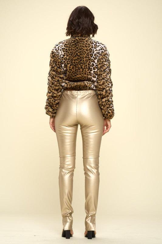 Faux Fur Leopard Zip-Up Jacket