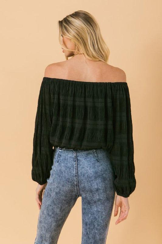off the shoulder woven top - RK Collections Boutique