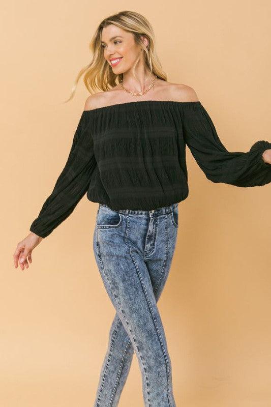off the shoulder woven top